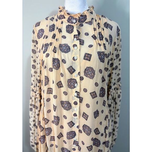 Free People Turn Turn Mock Neck Boho Mini Dress Size Small - Picture 2 of 9